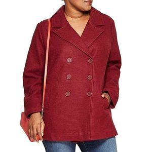 NWT AVA & VIV Wine Pea Coat Jacket